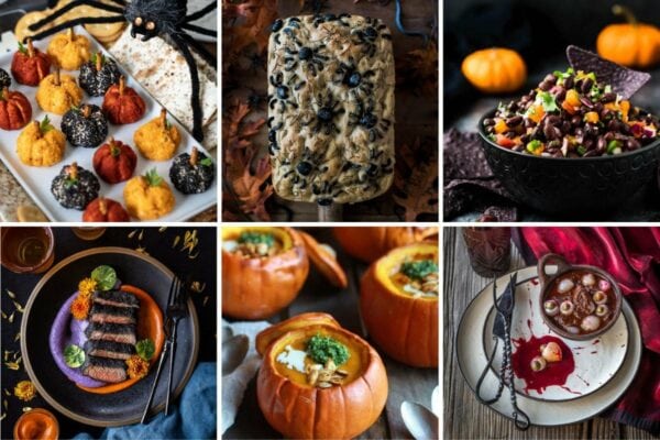 Best Halloween savory dishes, halloween appetizers, halloween soups, halloween stews, halloween dips, and pasta for Halloween feature