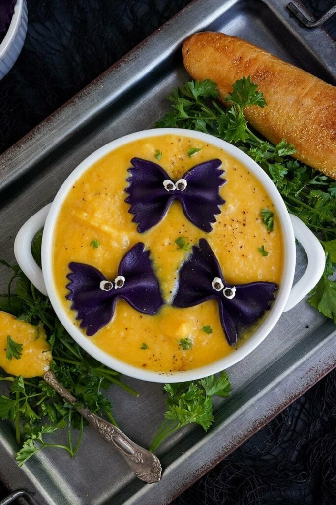 Halloween Butternut Squash Bat Soup