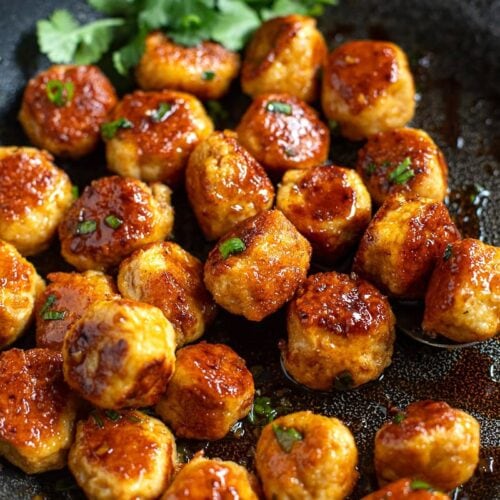 Chicken Meatballs With Honey Garlic Soy Sauce feature