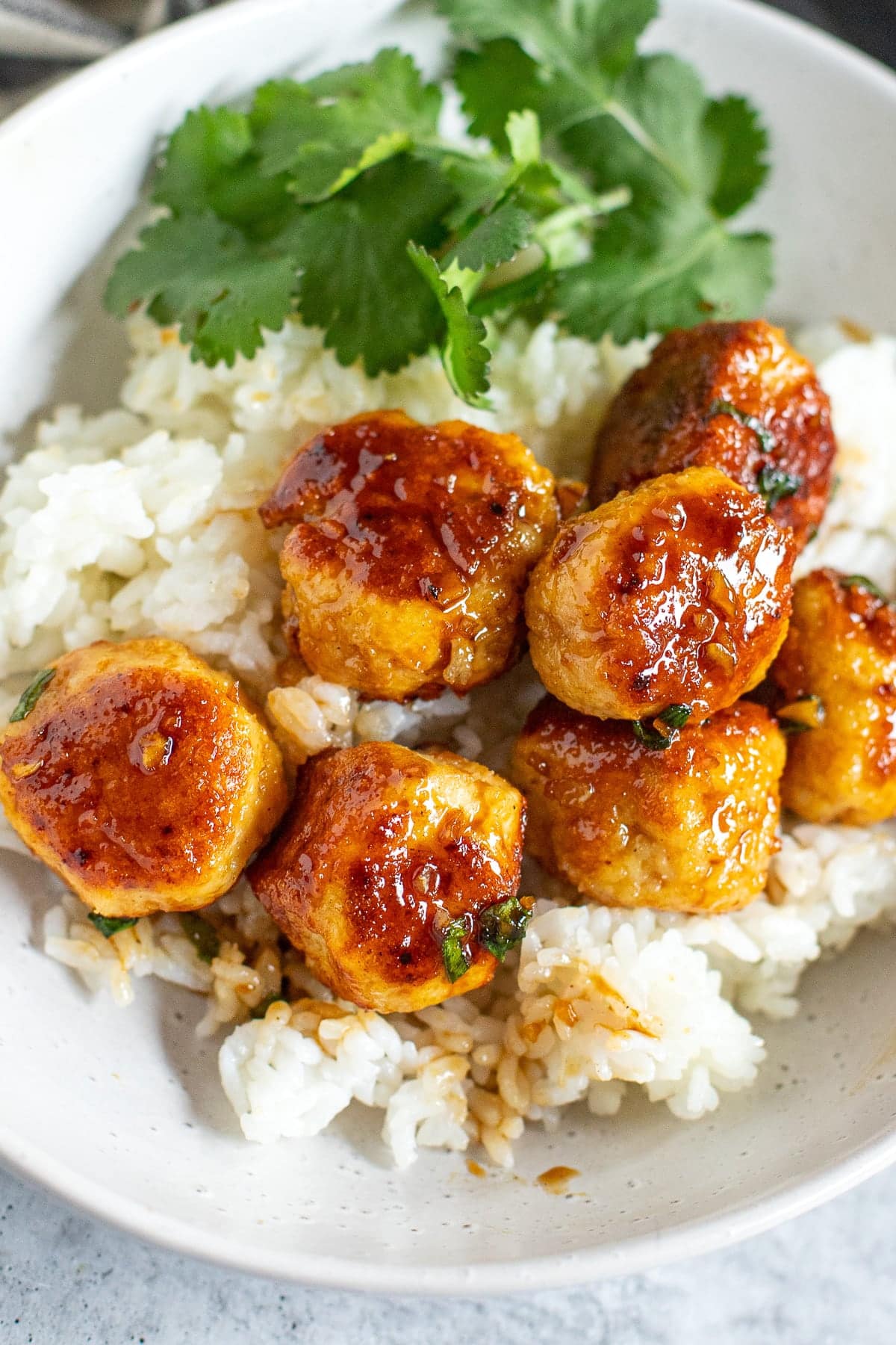 chicken meatballs with honey garlic sauce