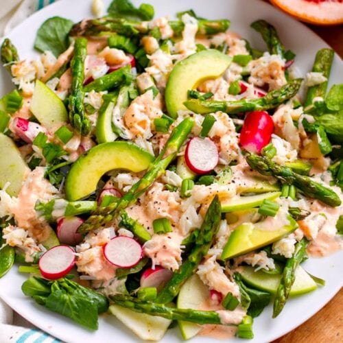 Crab Salad With Avocado, Asparagus & Pink Grapefruit Dressing