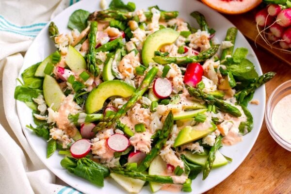 Crab Salad With Avocado, Asparagus & Pink Grapefruit Dressing