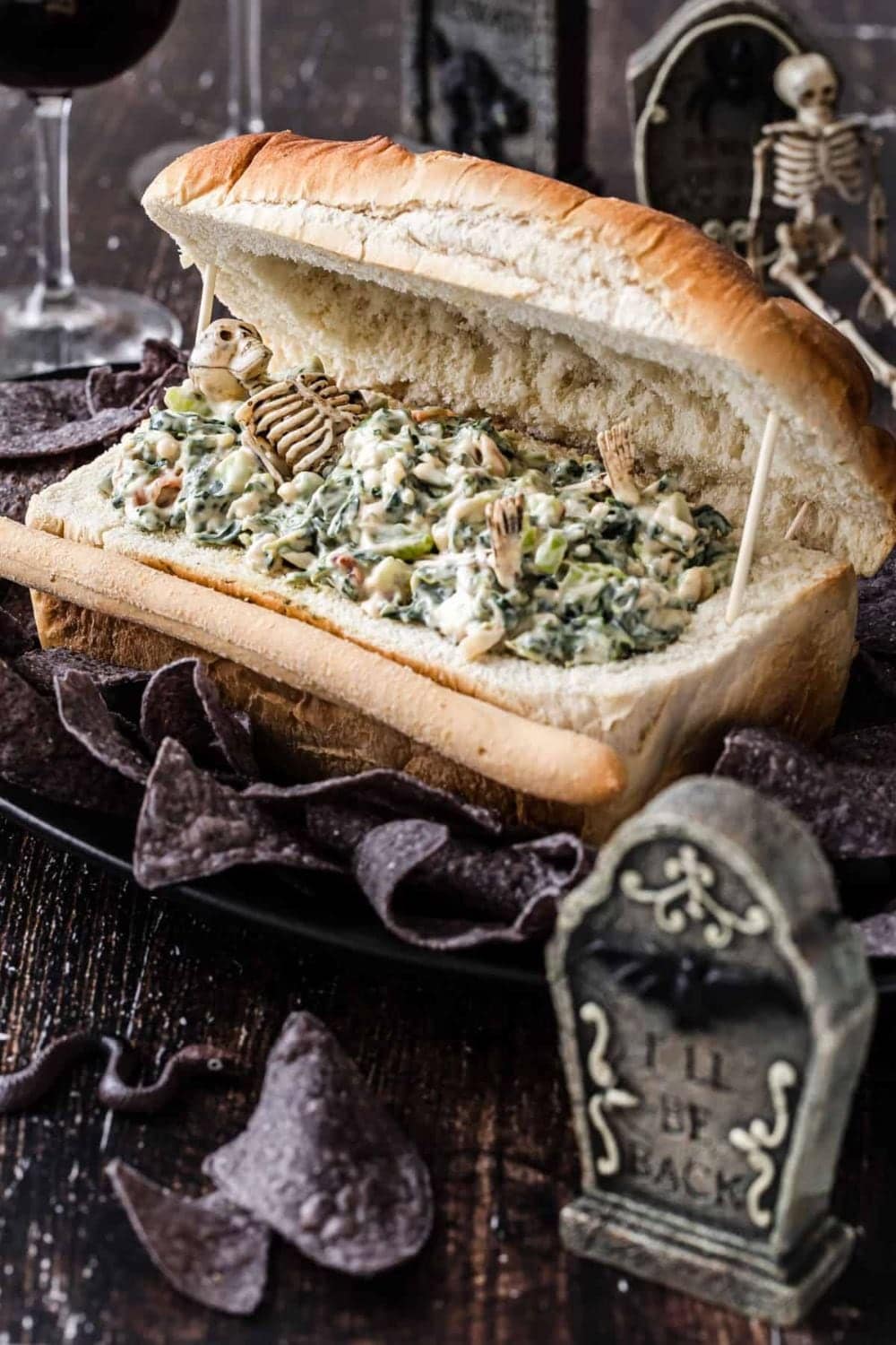 Lipton Spinach Dip In Halloween Bread Bowl