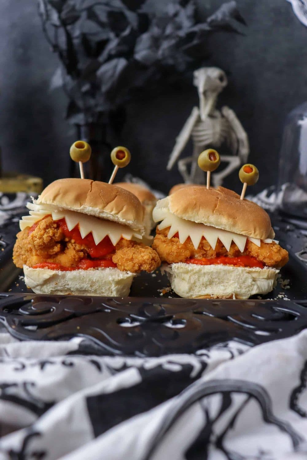 Halloween Chicken Parm Monster Sliders