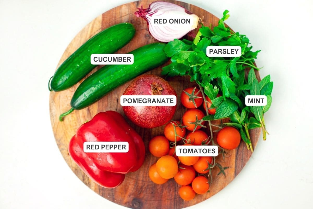 Persian Salad with Pomegranate ingredients