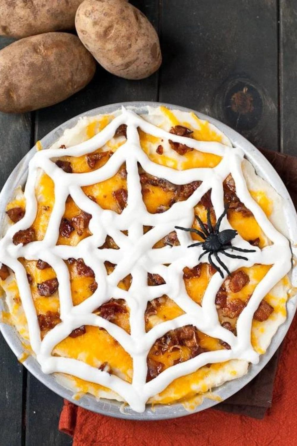 Loaded Mashed Potato Spider Web Casserole