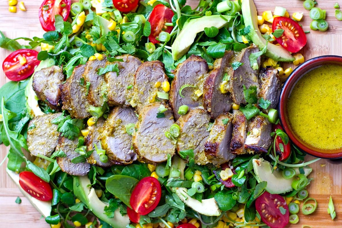 salad with pork tenderloin feature