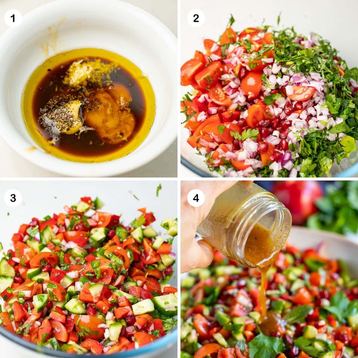 Salad Shirazi make dressing and combine