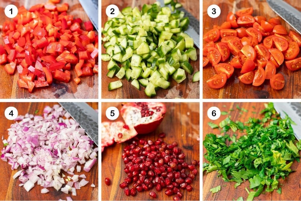 Cucumber Tomato Salad chop vegetables