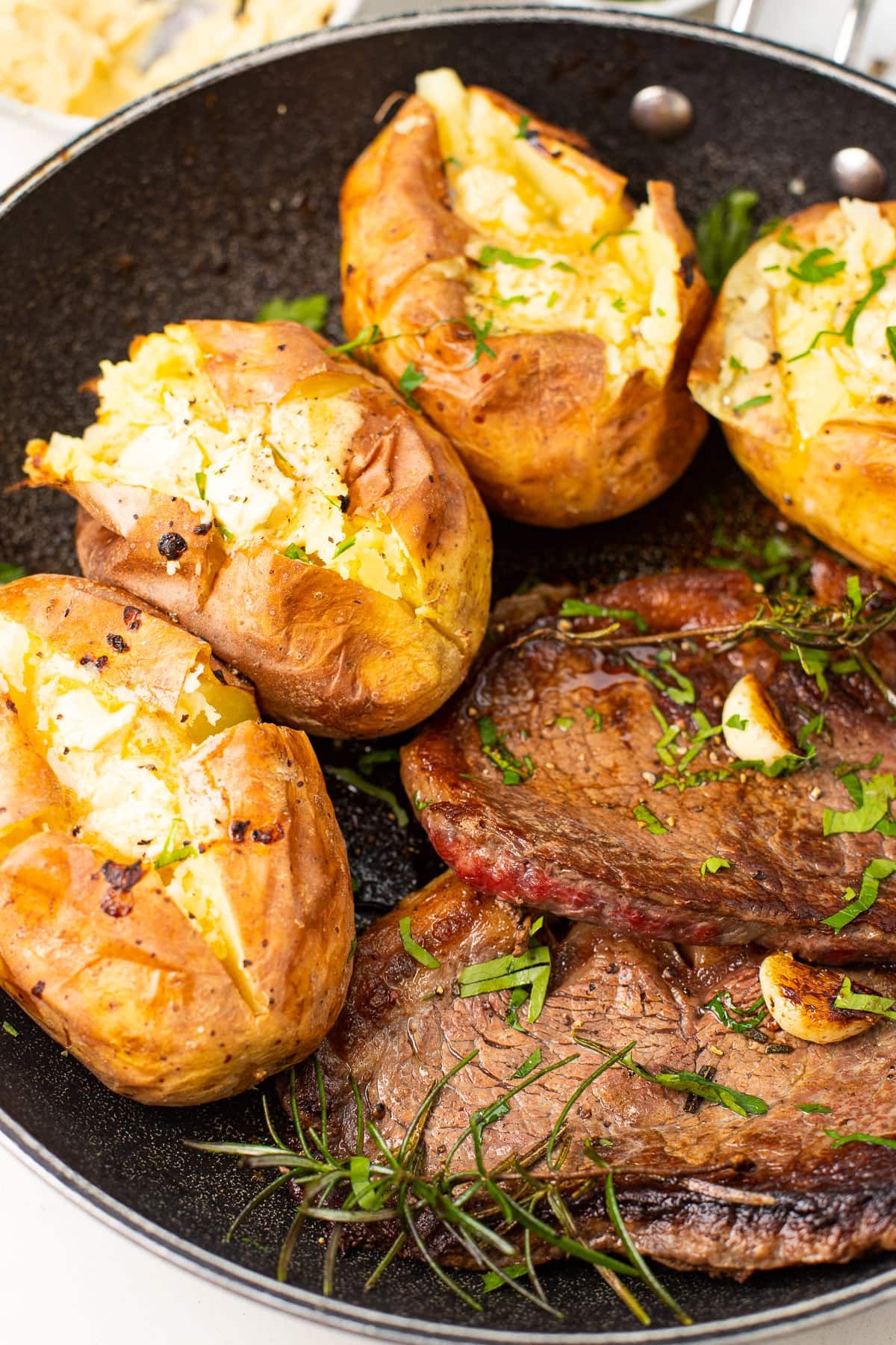 Steak and potatoes with umami butter recipe.