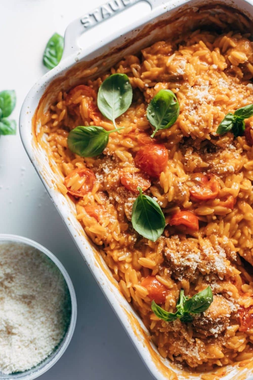 Creamy Baked Orzo with Meatballs