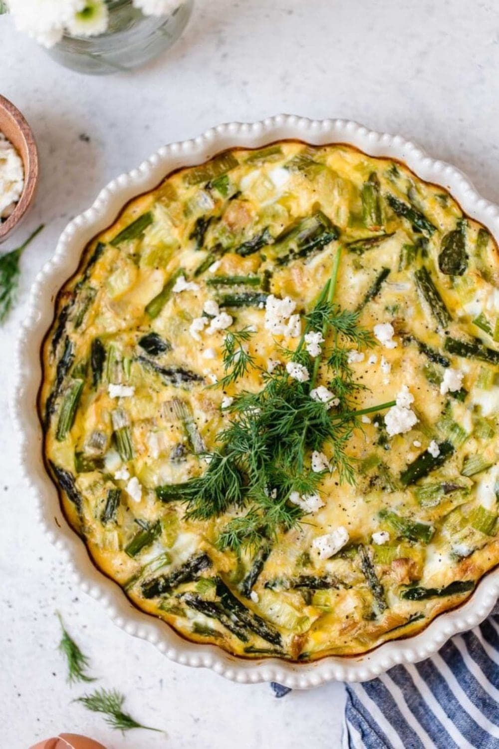 Crustless Asparagus, Leek & Feta Quiche