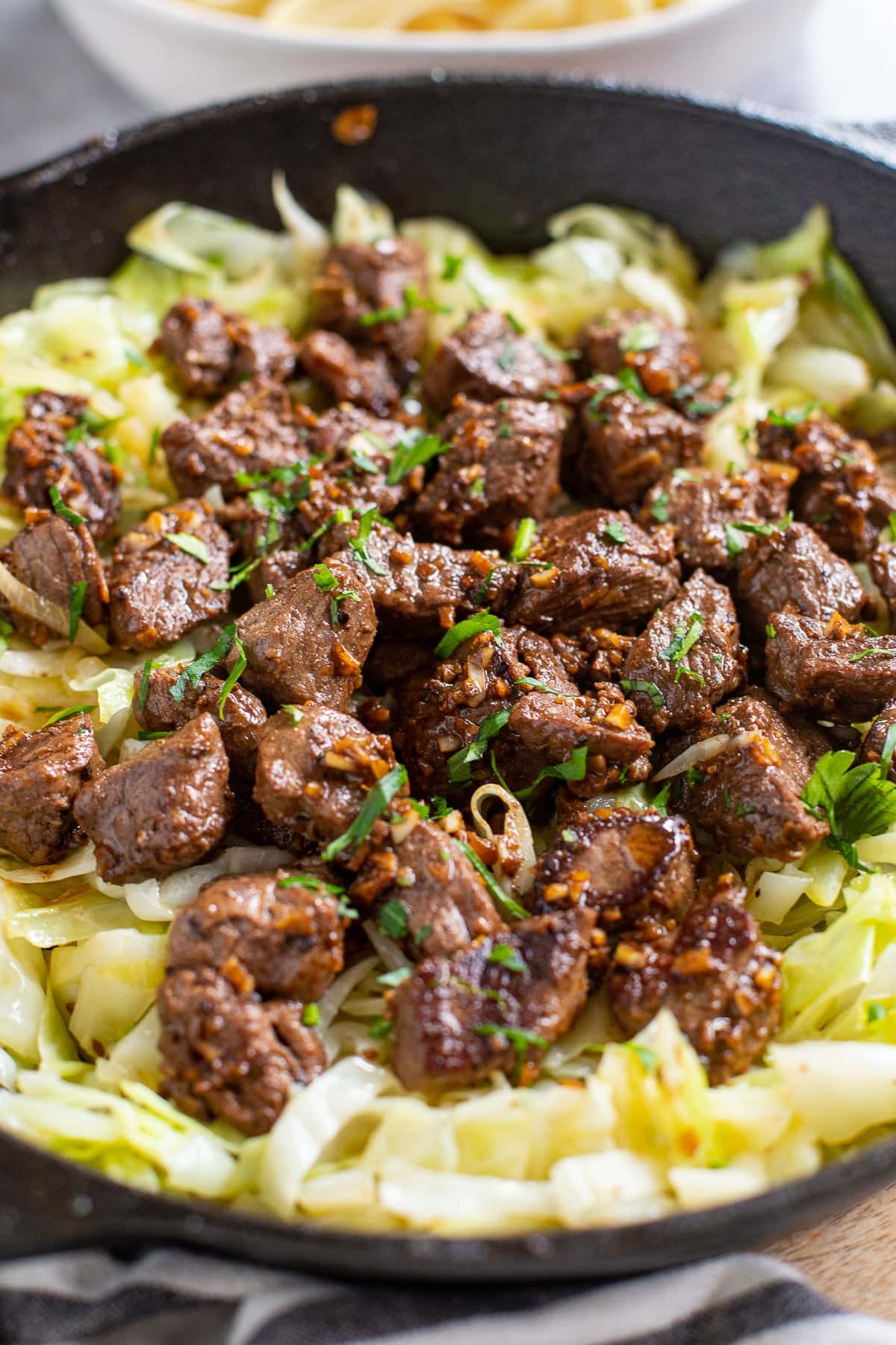 Garlic butter steak bites.