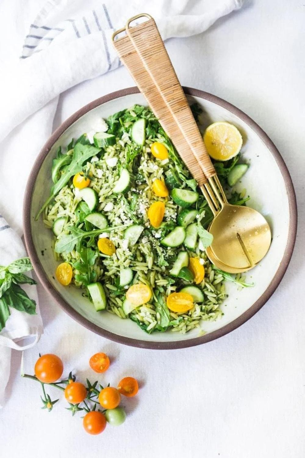 Orzo Pasta Salad With Lemon Basil Dressing