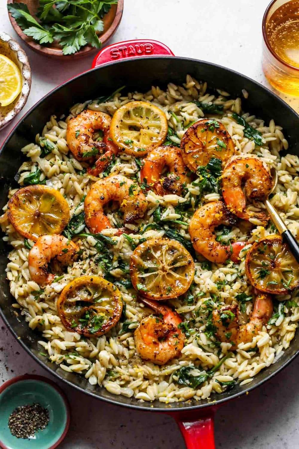 One-Skillet Lemon Pepper Shrimp and Orzo