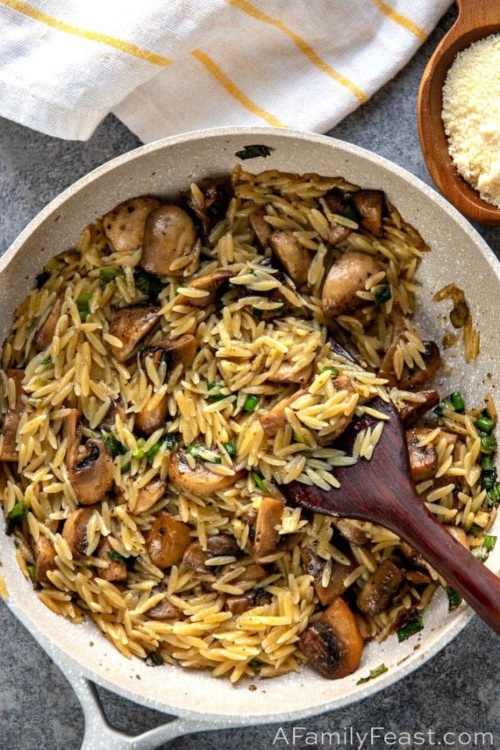 Orzo with Mushrooms, Scallions, and Parmesan