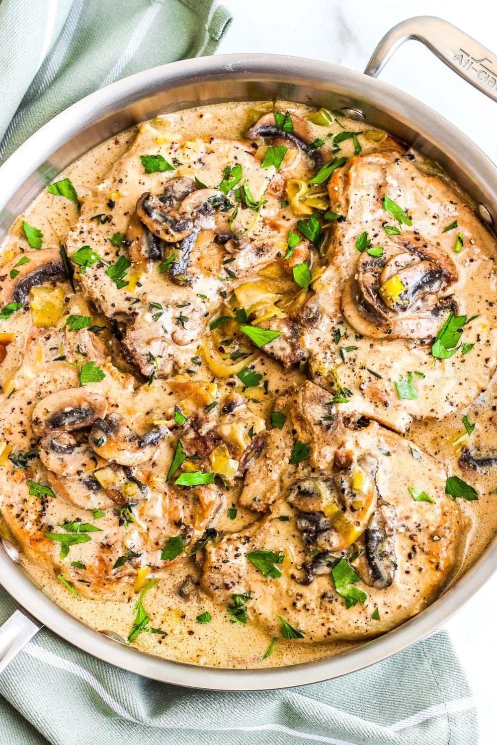 Pork Chops With Mushroom & Leek Cream Sauce