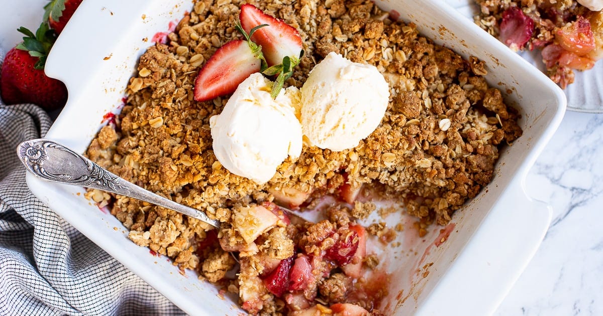 Strawberry Apple Crumble With Macadamia Topping