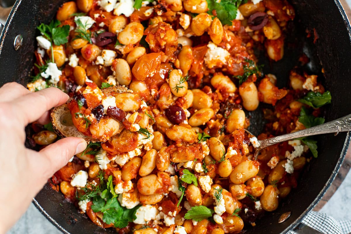 butter beans saganaki on toast.