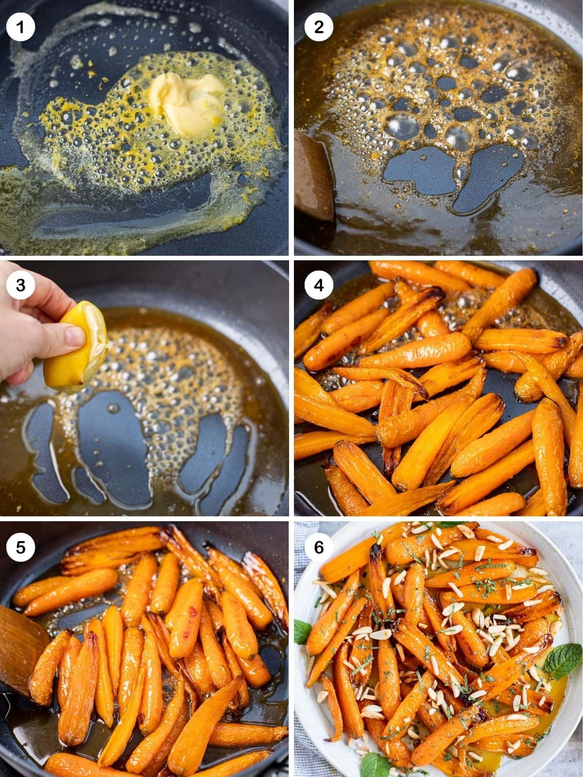How to make maple glazed carrots with almonds and mint.