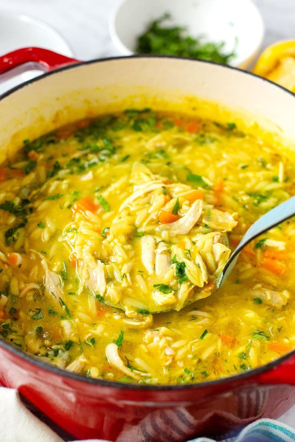 Lemon Chicken Orzo Soup