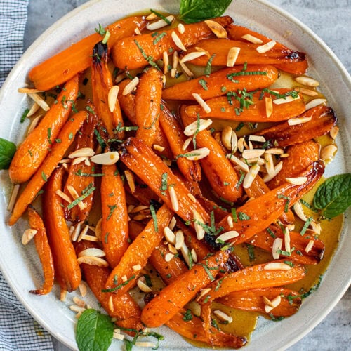 Maple Glazed Carrots With Almonds & Mint feature
