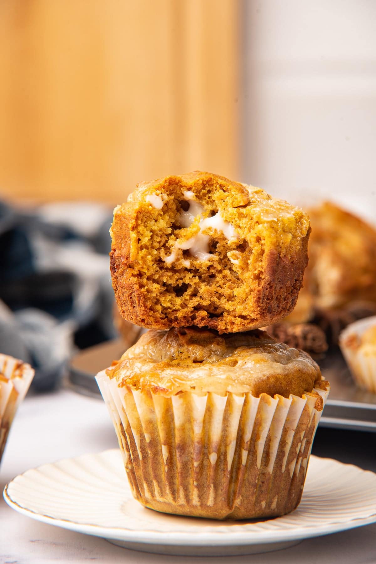 gluten-free pumpkin muffins with cream cheese.