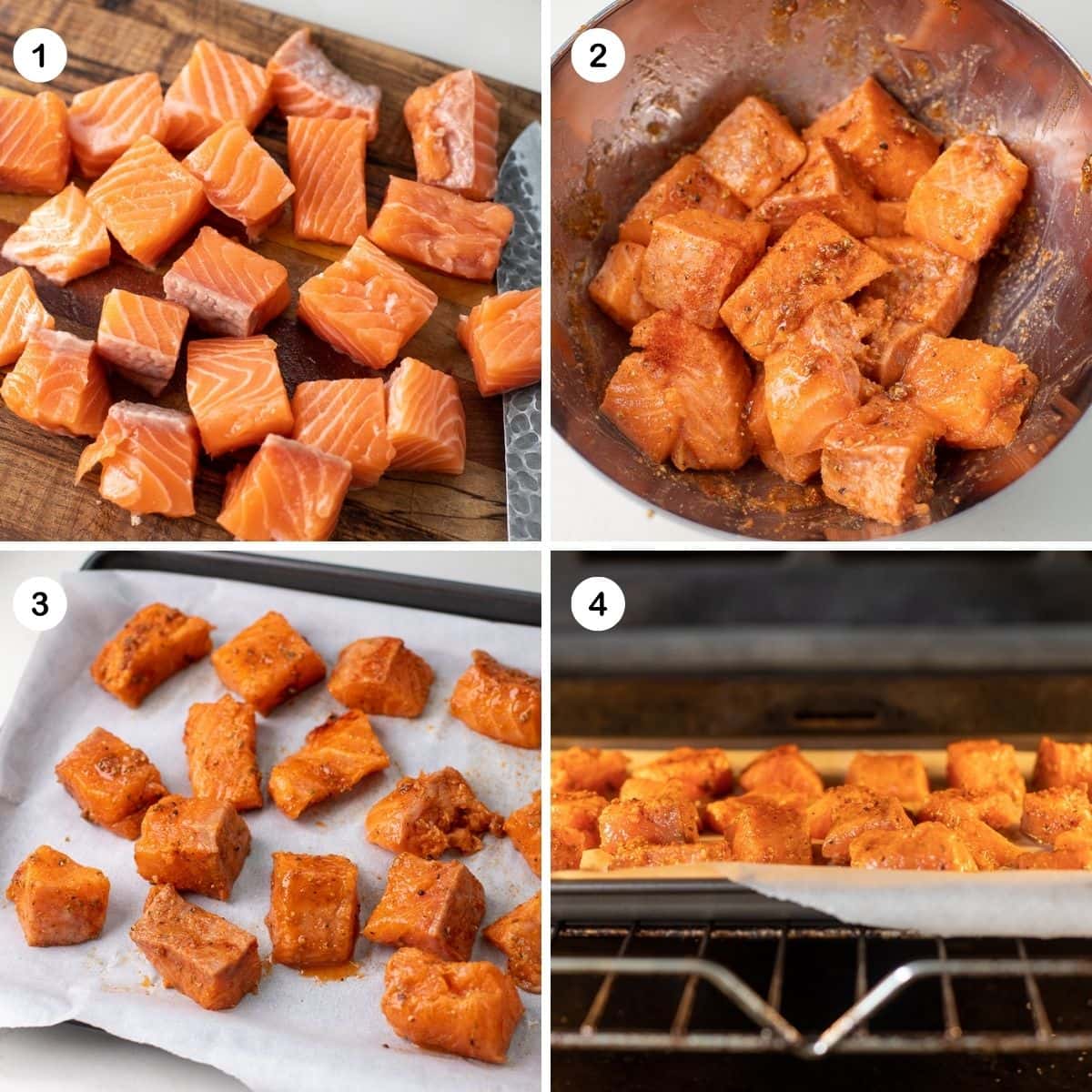 How to cook salmon bites for salmon bowls.