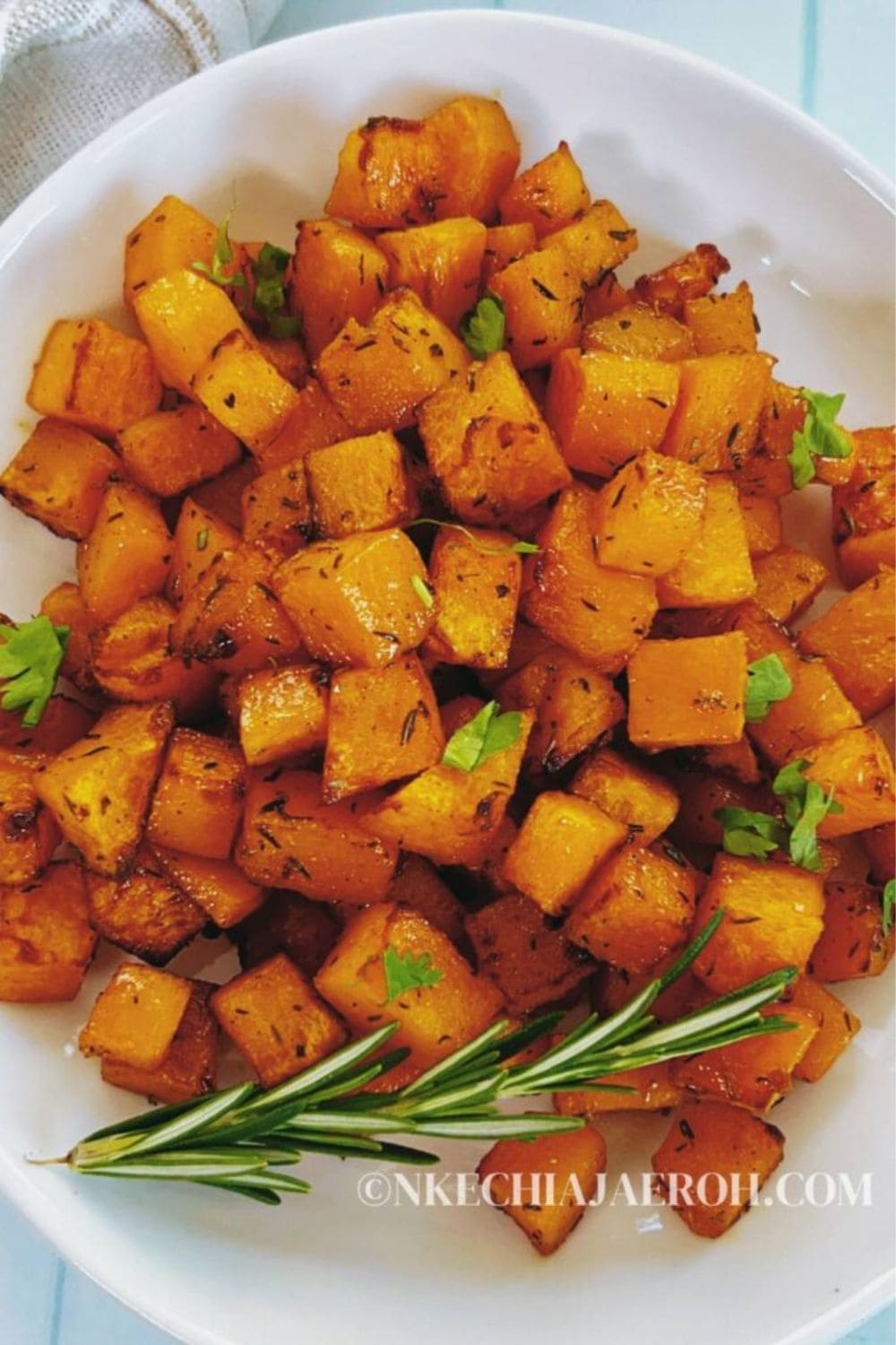 Air Fryer Roasted Maple Butternut Squash Cubes