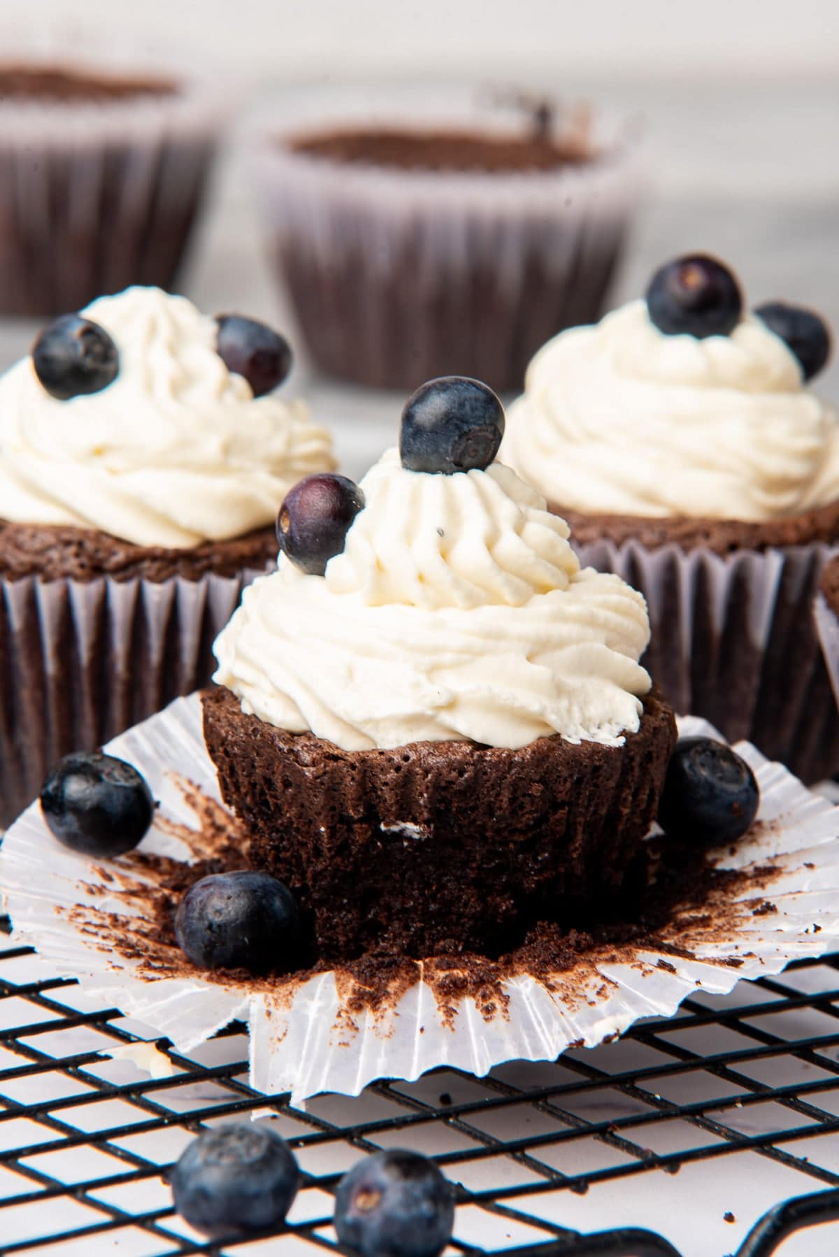 healthy chocolate cupcakes with whipped cream