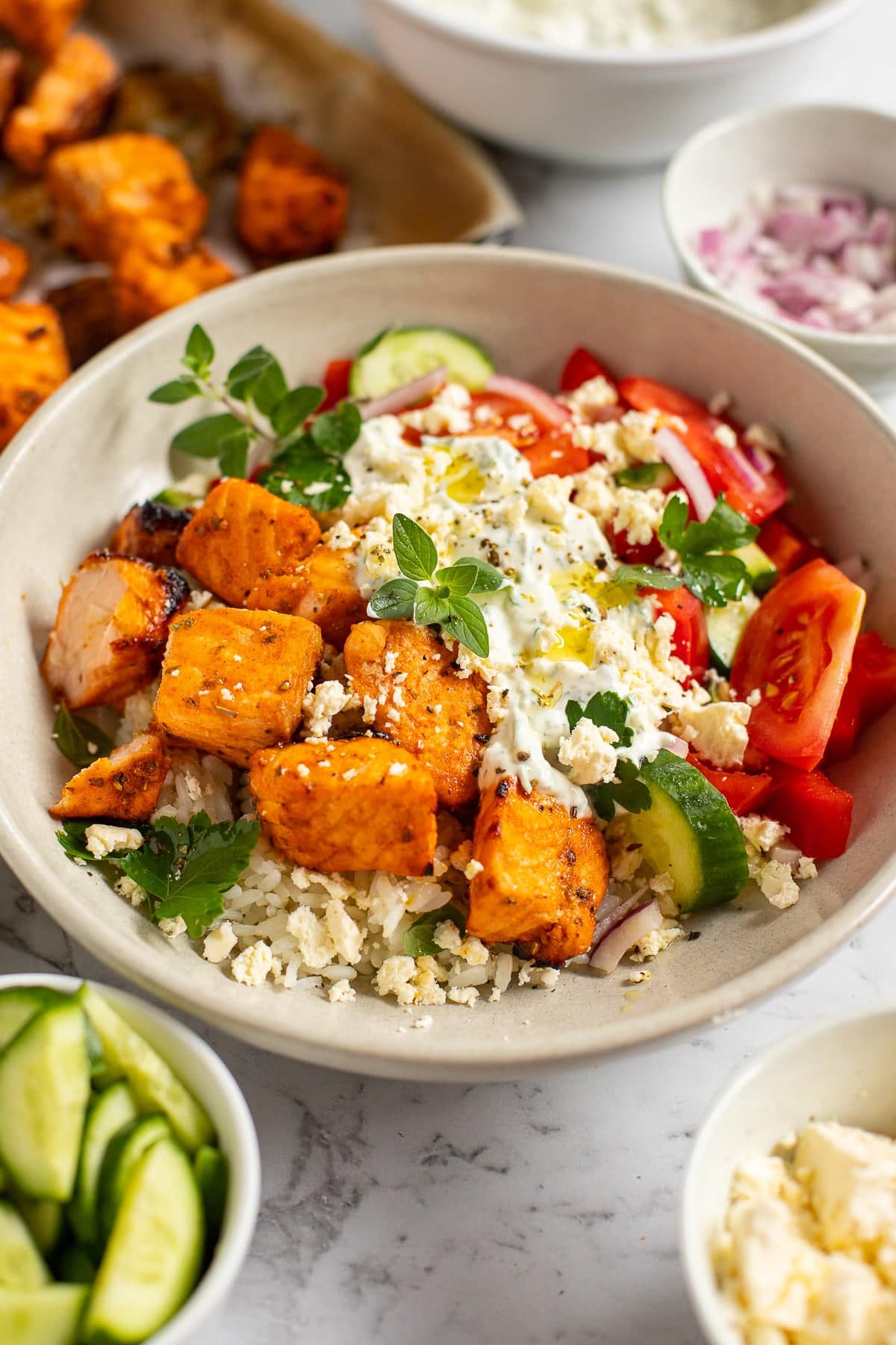 Mediterranean Salmon bowls.
