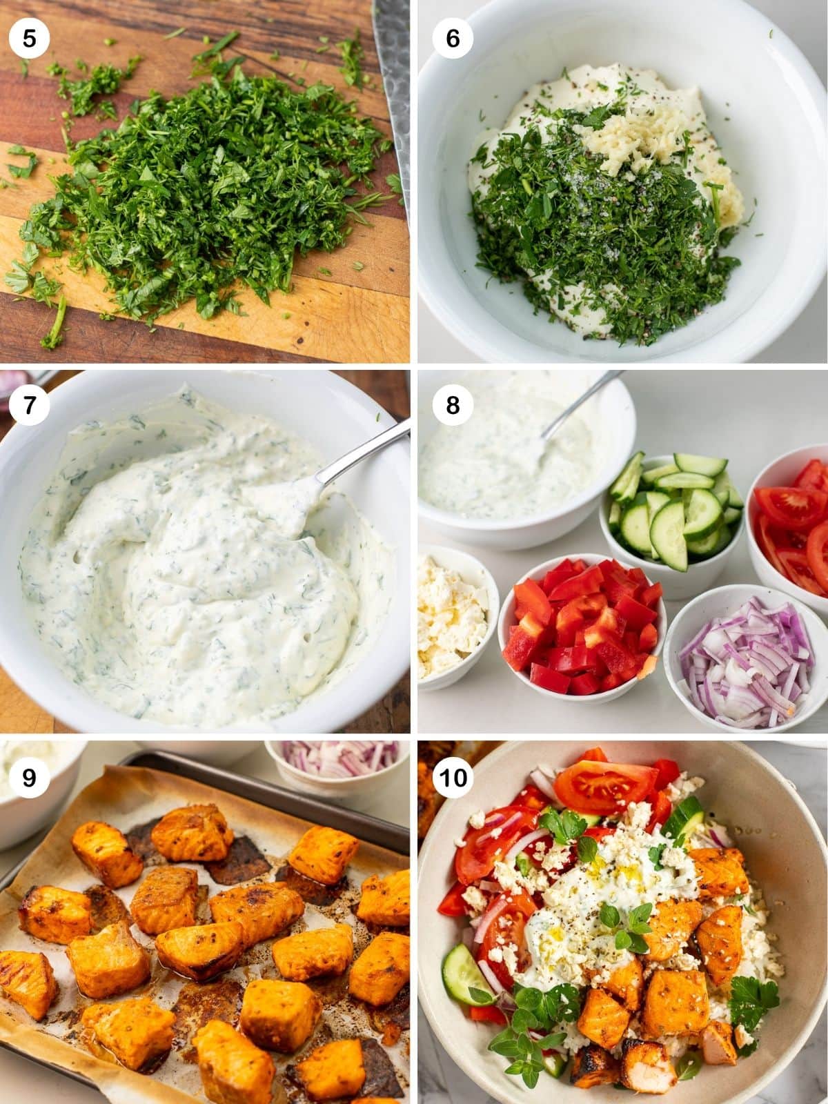 Make the Herby Yogurt Sauce and salad and assemble.
