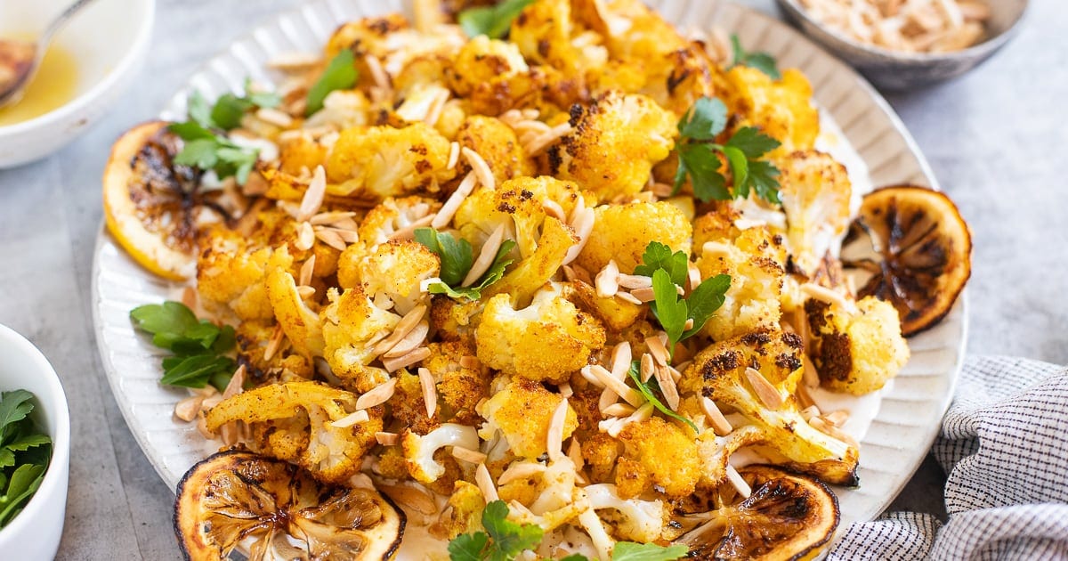 Roasted Cauliflower With Lemon Tahini Sauce