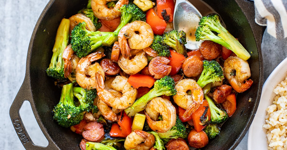 Shrimp Sausage & Broccoli Skillet