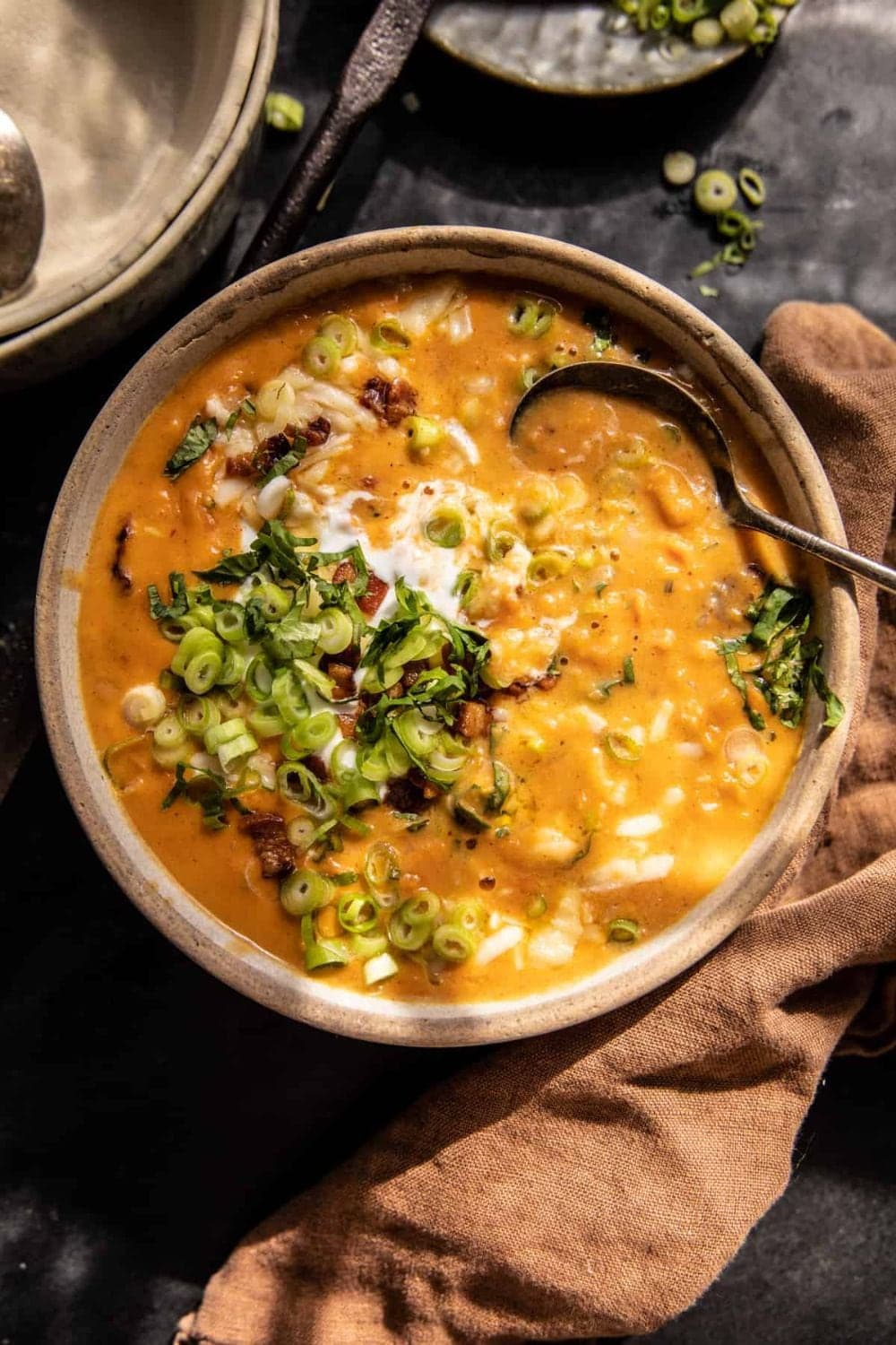 Baked Chipotle Cheddar Sweet Potato Chowder
