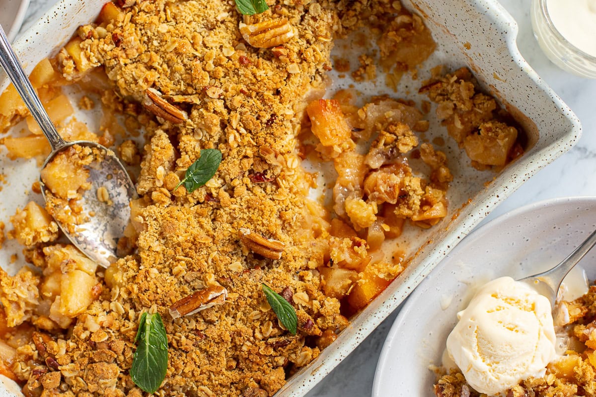 Apple Quince Crumble With Pecan Topping