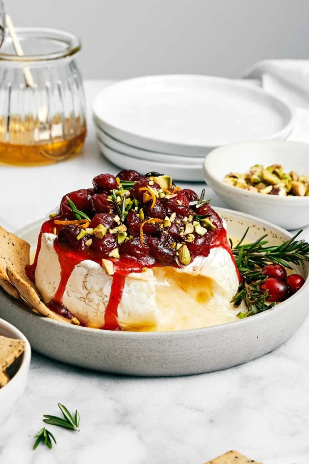 Baked Brie with Cranberry Sauce.