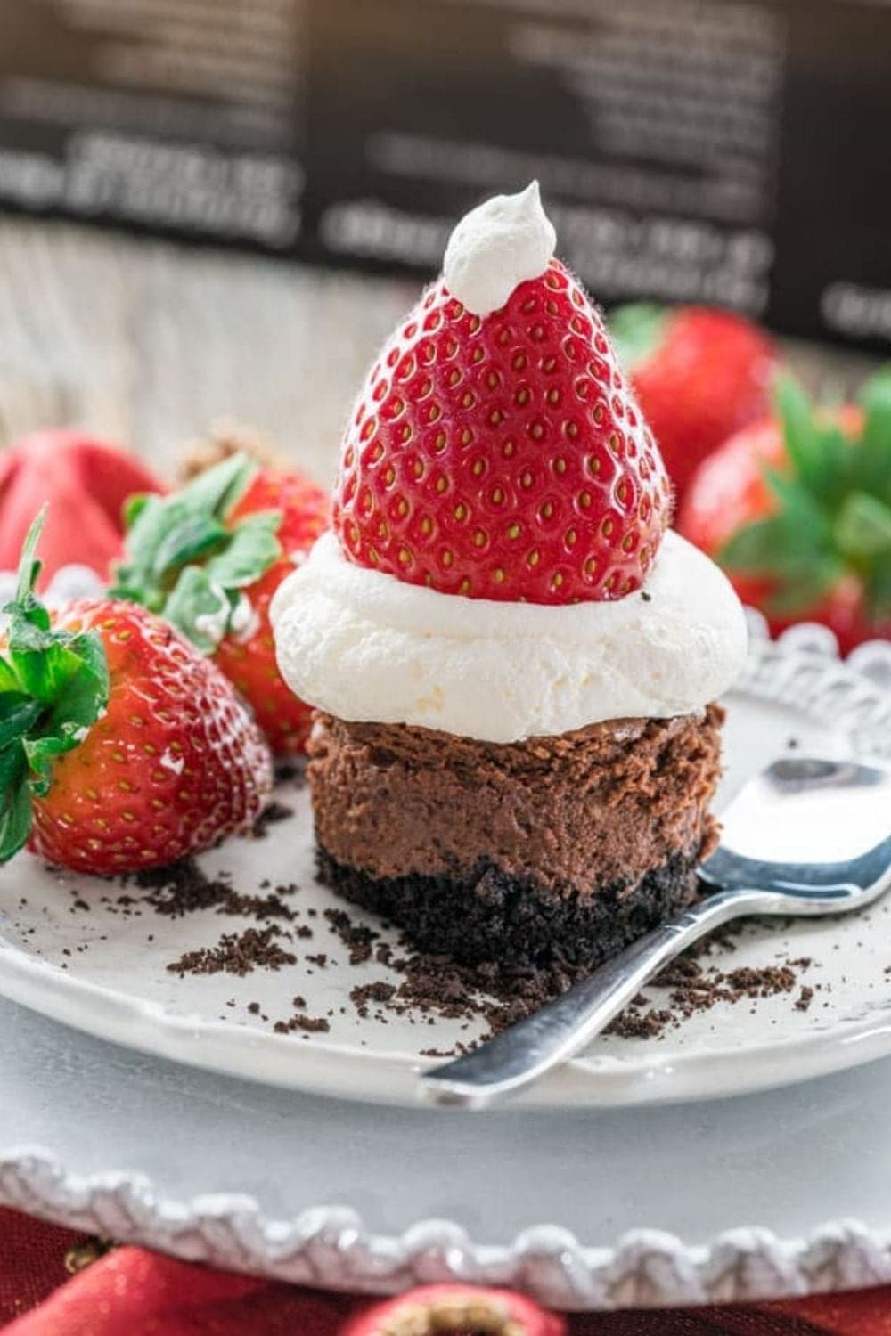 Chocolate Cheesecake Santa Hats