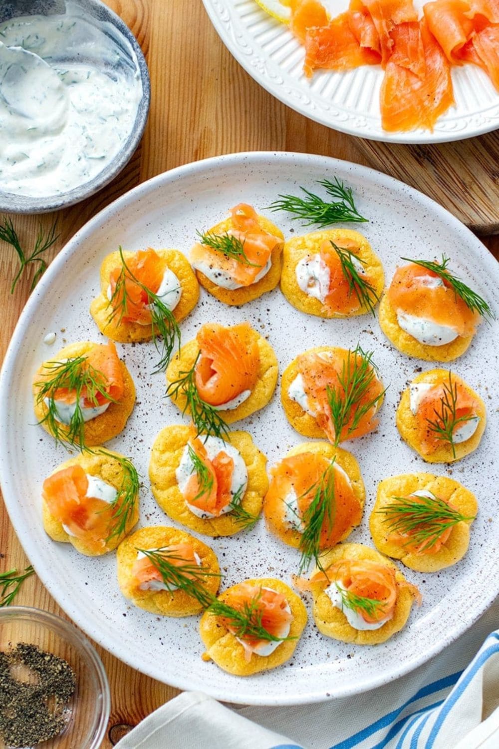 Cloud Bread Blinis with Smoked Salmon.