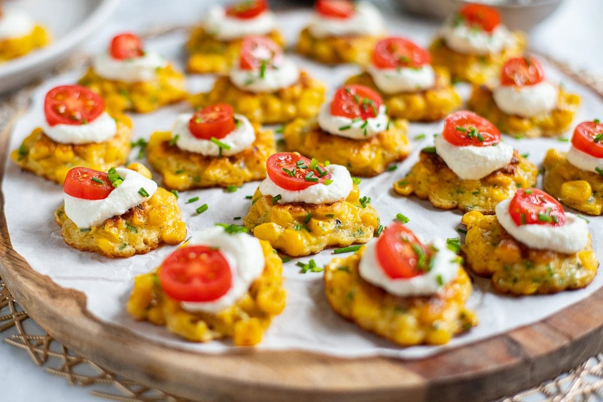 sweet corn fritters with whipped feta