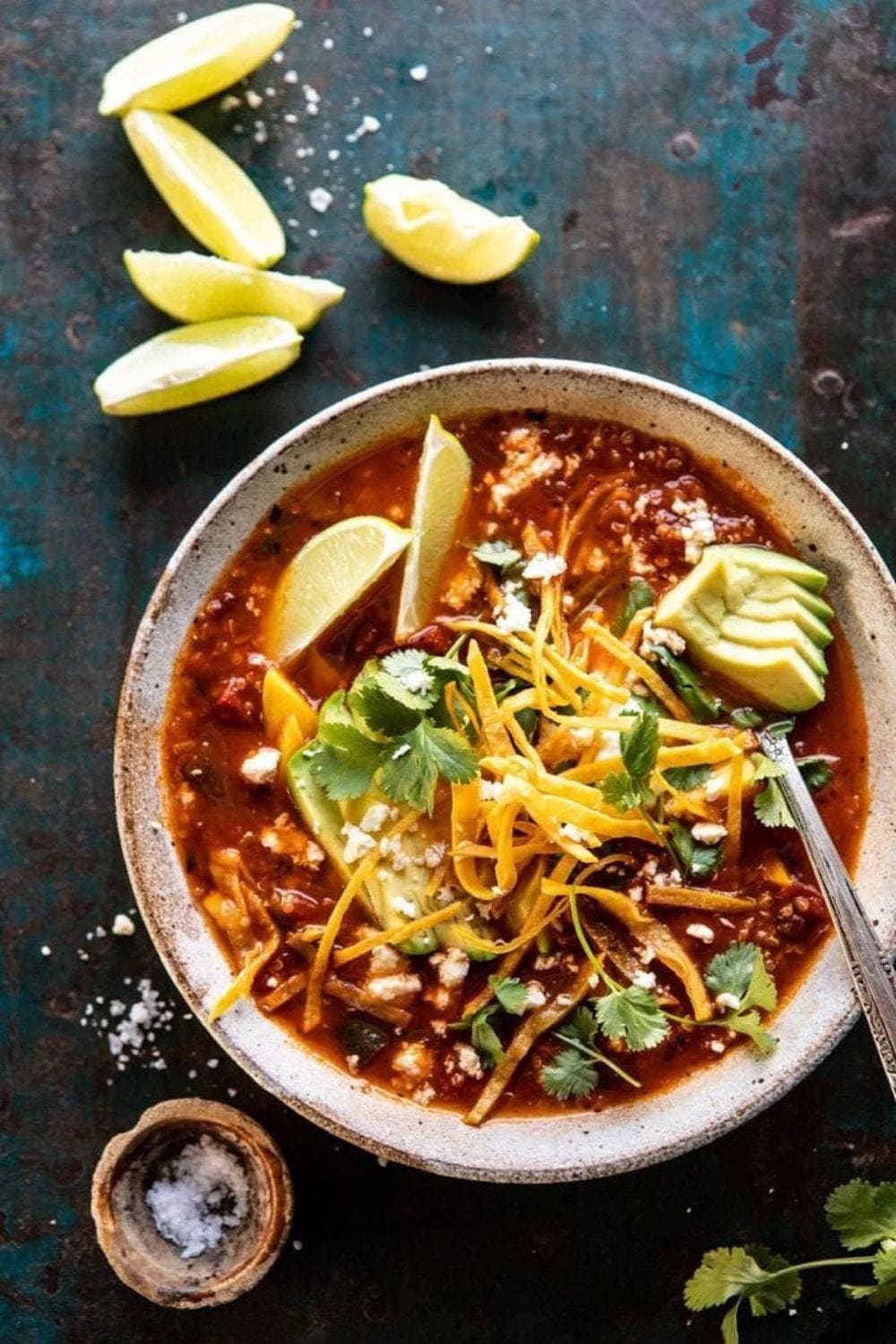 Crockpot Spicy Vegetarian Tortilla Soup With Quinoa