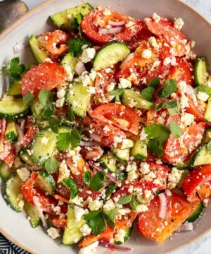 Mediterranean salad cucumber tomato feta