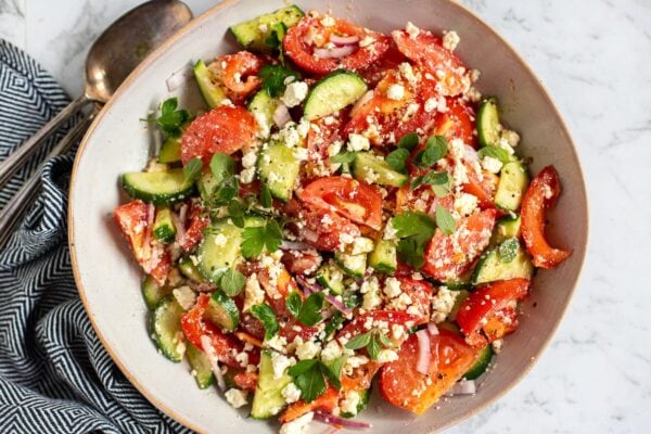 Mediterranean salad cucumber tomato feta