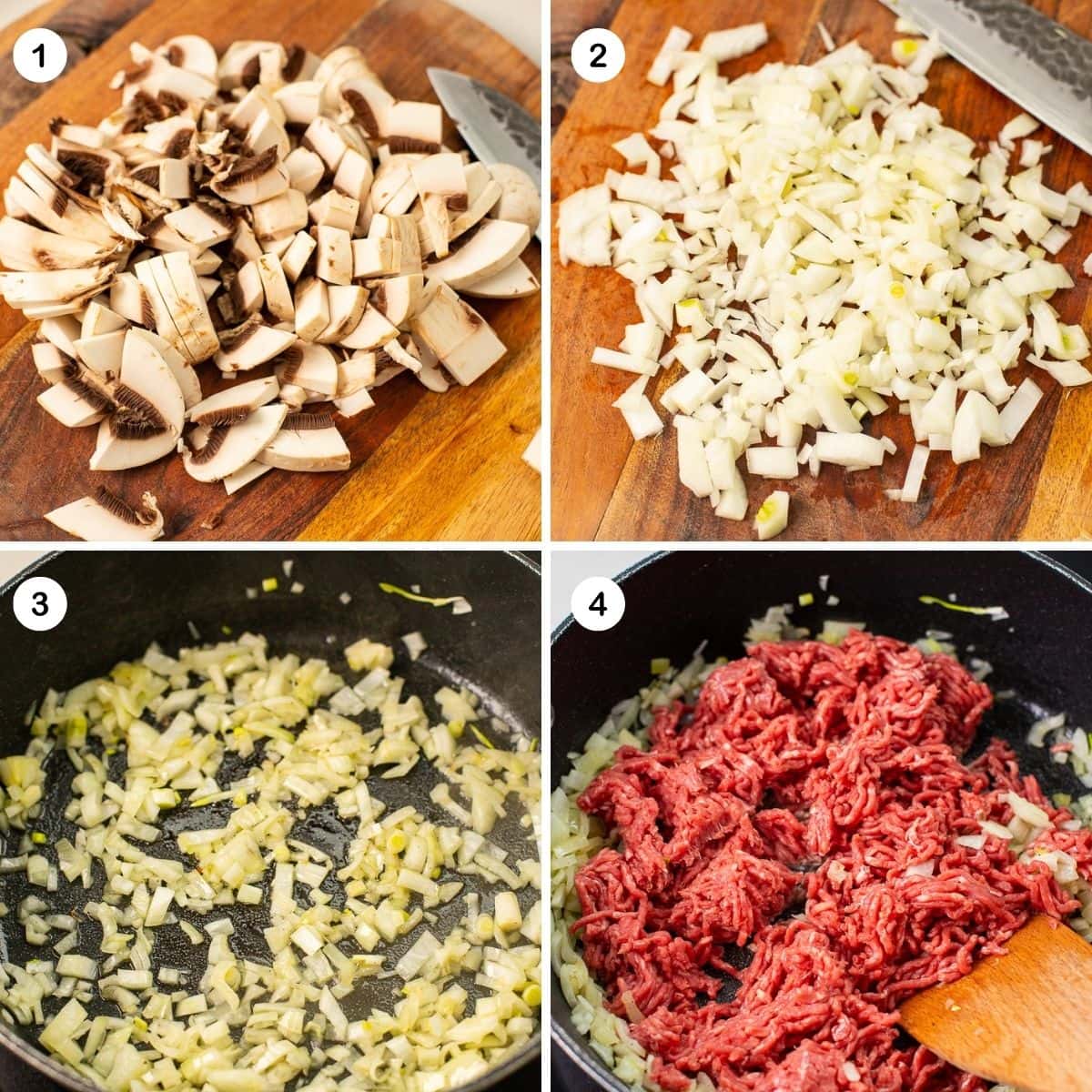How to cook ground beef stroganoff steps part 1.