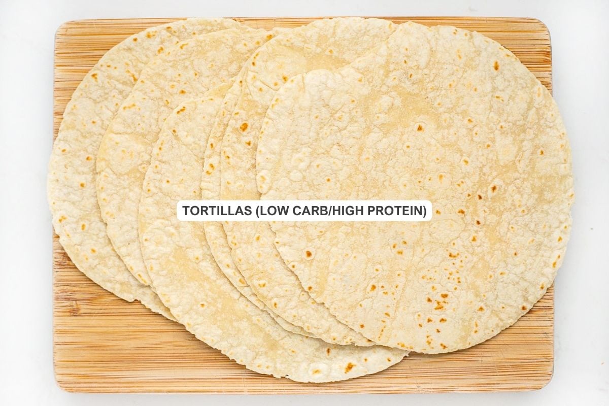 Ingredients for the recipe including tortilla.