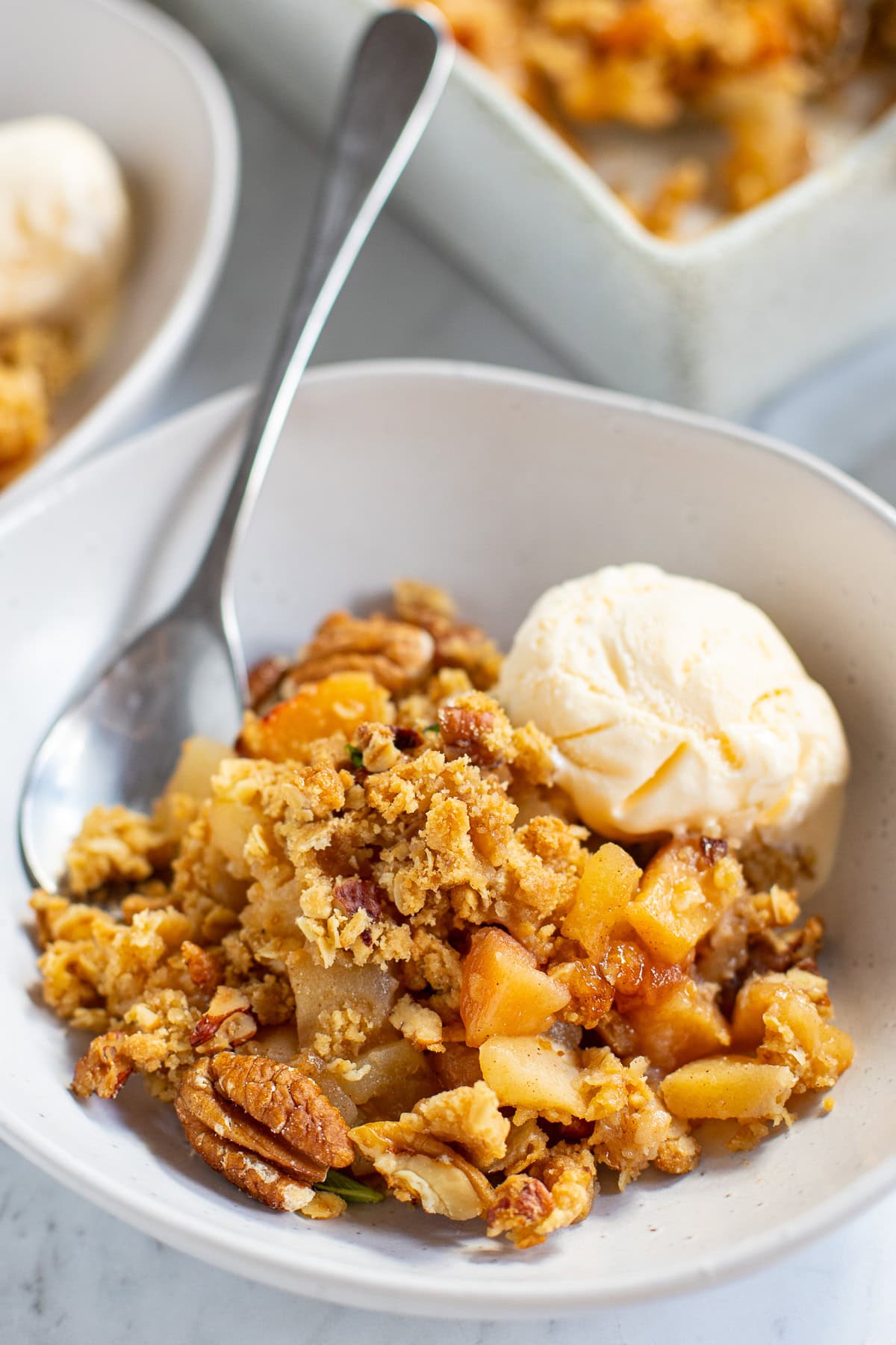 Apple Quince Crumble With Pecan Topping.