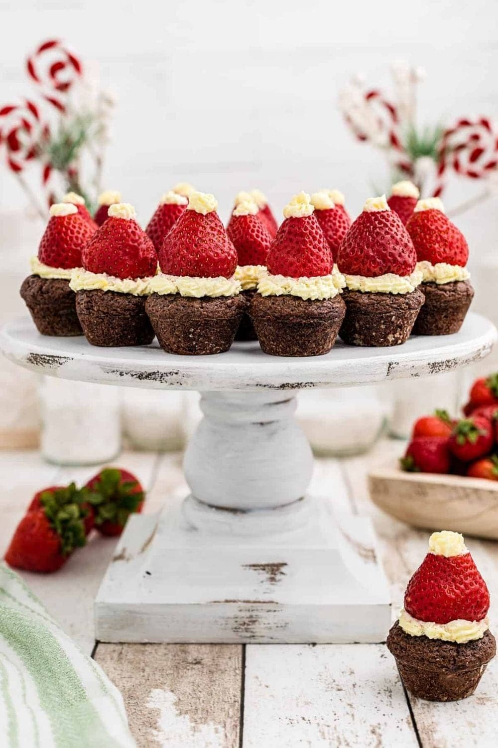 Santa Hat Brownie Bites