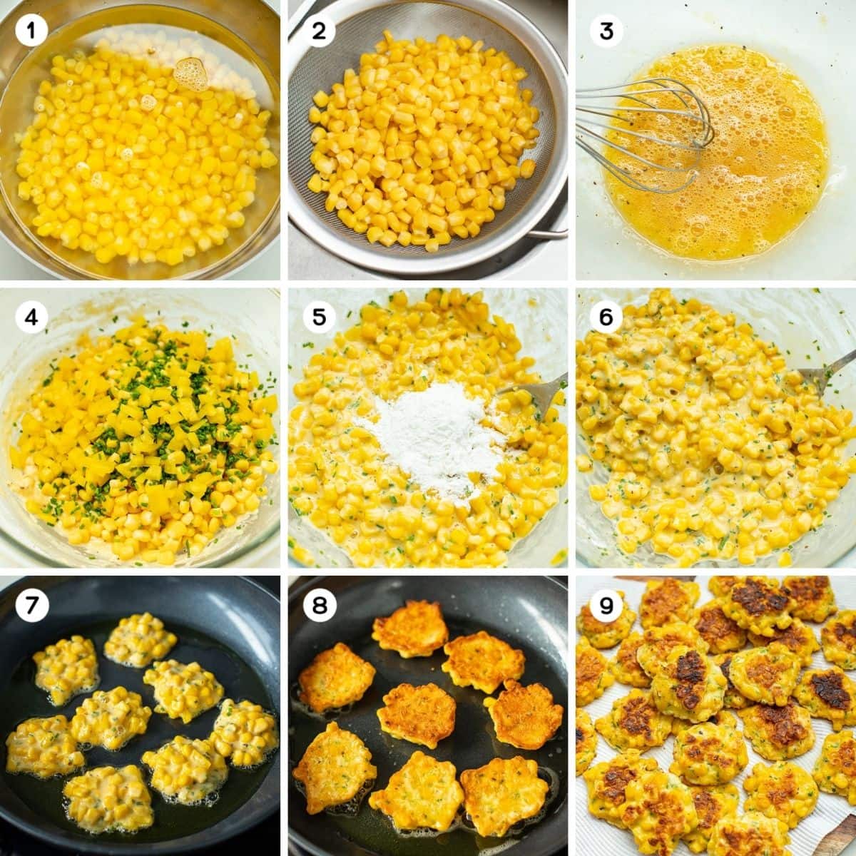 how to make corn fritters step by step photos.