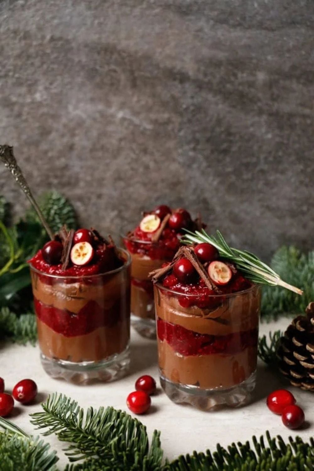Vegan Chocolate Cranberry Pudding Parfait