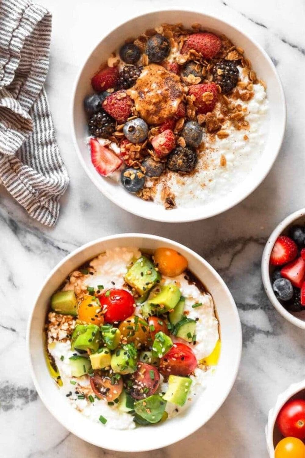 Cottage Cheese Bowl 2 Ways (Sweet & Savory).